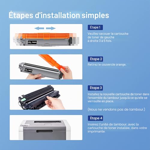 TN241 DCP-9020CDW TN245 Toner Replacement for Brother TN241 TN245 for Brother MFC-9330CDW MFC-9340CDW DCP-9020CDW HL-3140CW HL-3150CDW MFC-9140CDN HL-3170CDW (Black Cyan Magenta Yellow, 4-Pack)