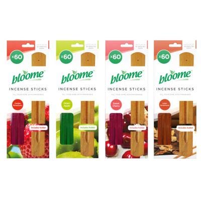 Bloome Insense Wooden Holder Extra Long Joss Sticks Various Strawberry Scent Stamford premium Aromatherapy Hex Range Agarbathi Fragrance Spiritual Temple Home Long Burn [ Pack Of 60 ]