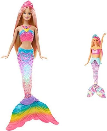 Amazon Com Barbie Rainbow Lights Mermaid Doll And Barbie