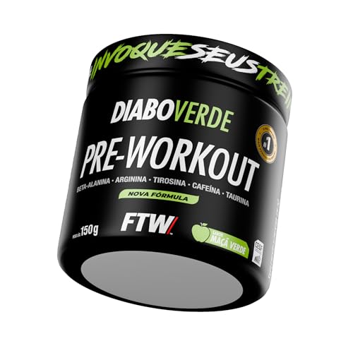 Pré Treino Pre Workout DIABO VERDE Pote 150g Sabor Maçã Verde FTW - Suplemento Com Cafeína, Aminoácidos Beta‑Alanina e Arginina para Treinos e Atividades Físicas