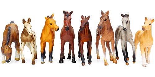 UANDME 8PCS Horse Toy Figures, Collectible Foal Figurines Set 2.5-3.5 Inches Tall