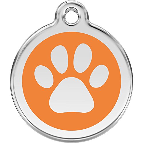 Red Dingo Personalized Paw Print Pet ID Dog Tag (Medium Orange)