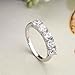 EVER FAITH 925 Sterling Silver Prong Round CZ Half Eternity Engagement Bride Ring Clear
