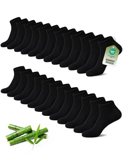 SukModen 12/24 Pairs Trainer Socks for Men and Women, Made of Bamboo, Anti-Odour, Breathable, Soft Half Socks, Thin Short Trainer Socks for Everyday, Leisure, Shopping and Home