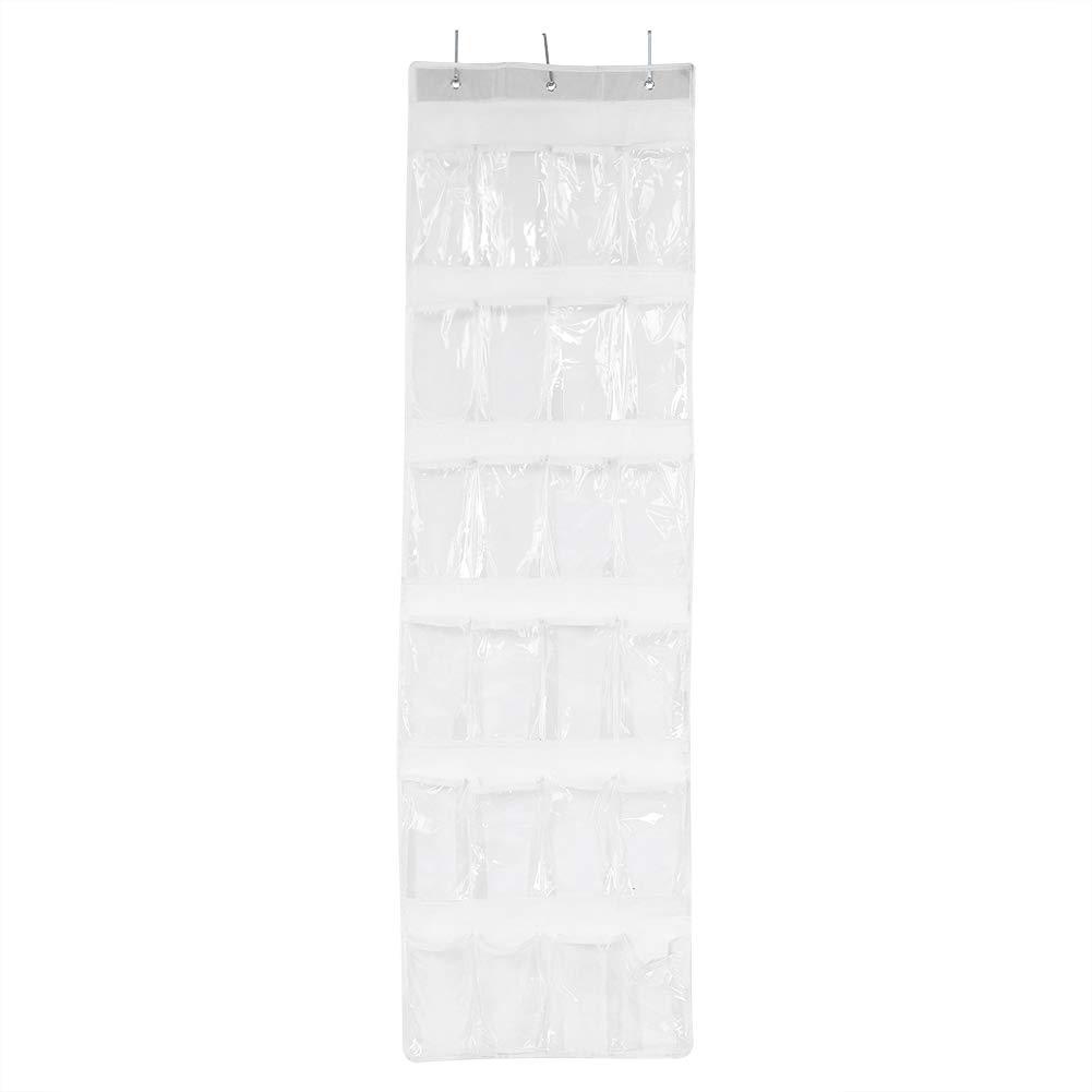FTVOGUE Over the Door Shoe Organizer 24-Pockets Hanging Transparent Shoes Storage Bags Rack