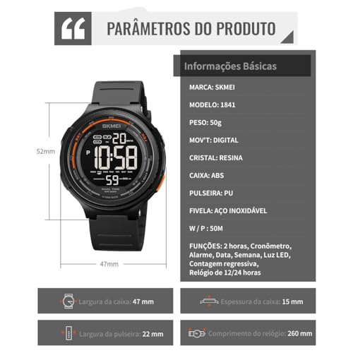 Relógio Digital Masculino Esportivo, Resistente à Água 50M, Display LCD Clara, Pulseira de Silicone Premium Macia, Multifuncional (Cronômetro/Alarme), Leve para Academia e Corrida Eletrônic
