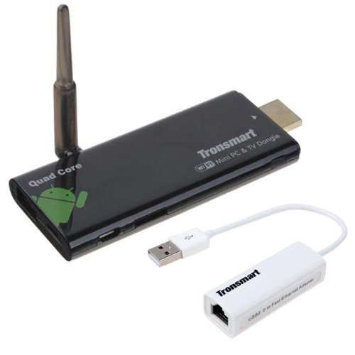 Tronsmart CX-919 RK3188 Quad Core ARM Cortex A9 Android 4.2.2 Mini PC TV Box 2G/8G Black with RJ45 Ethernet Adapter