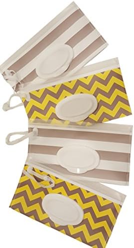 Little Stinker 4 Pack Baby Wipe Case Holder - Keeps Wipes Moist - Premium Wetwipe Cases - 2 White 2 Yellow