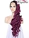 K'ryssma Lace front Wigs for Women - Long Wavy Purple Wig Ombre Dark Roots Heat Resistant Glueless Synthetic Hair Wigs 24 inches + 2 Pcs Wig Caps