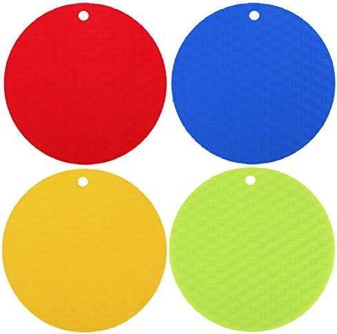 Pet Toland- 2PCS - Round Non-slip Heat Resistant Mat Silicone- Cushion Placemat Pot Holder Mat Kitchen Accessories for Women