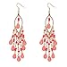 Amiley Fashion Women Long Boho Beaded Teadrop Tassels Ear Stud Hook Dangle Earrings Jewelry (Pink)