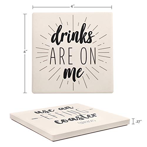 LotFancy Funny Coasters for Drinks Absorbent, Set of 6, 4\