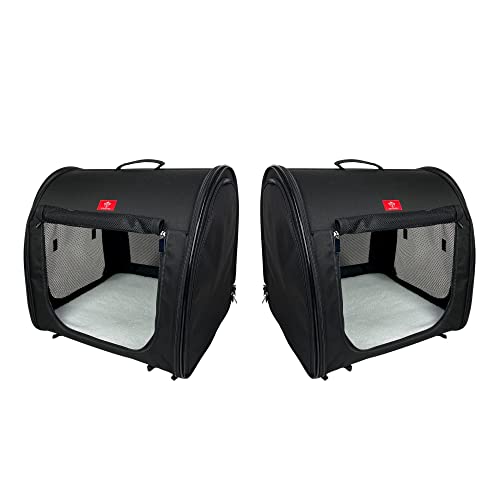 One for Pets Portable 2in1 Double Pet Kennel/Shelter, Fabric, Black