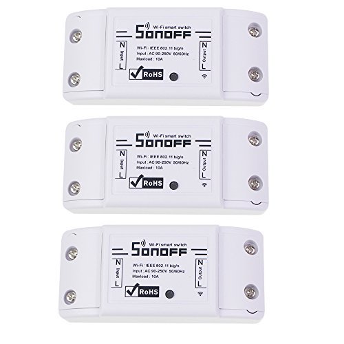 Sonoff Wifi Switch 3-Pack Wireless Remote Control Electrical for Household Appliances,Compatible with Alexa DIY Your Home Via Iphone Android App