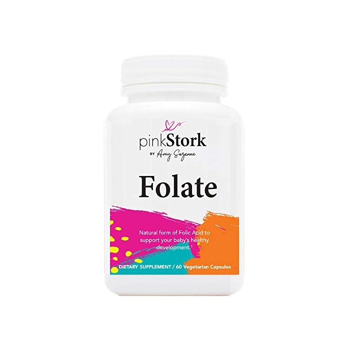 Pink Stork Folate: Methyl Folate - MTHFR Acid, Natural Form of Folic Acid for Pregnancy, Formulated for Mom + Baby…