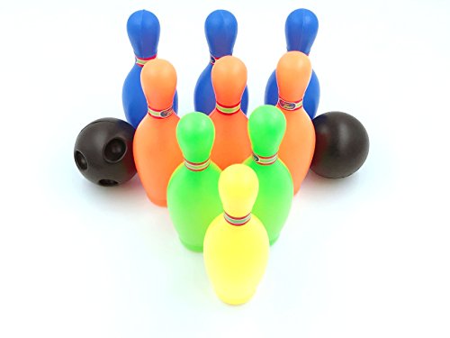 image for Xing-Rui 10 Pin Multi-Color Deluxe Plastic Bowling Set for Kids with S