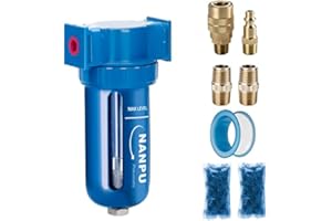 NANPU Zinc Alloy Desiccant Dryer, Compressed Air in Line Filter, Moisture Water Separator, Poly Bowl (1/4" NPT)
