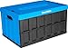 CleverMade Collapsible Storage Bin (With Lid), Neptune Blue, 3PK - 62L (16 Gal) Folding Plastic Stackable Utility Crates, Holds 100lbs Per Bin - Solid Wall CleverCrate for Organizing, Storage, Moving