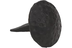 A29 (Set of 12) 1 x 1 Inch Round Iron Clavos Decorative Nails, Hand Forged 1 inch Black Clavos, Natural Black Finish, Decorative Bolts for Wood Doors, Cabinets, Furniture, Iron Nails