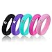 Women Silicone Wedding Band with Rhinestone for Athletes, Thin Rubber Ring Alternative Workout - Black, Purple, Pink, Hot Pink, Lime Green/Teal