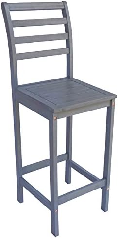 Zen Garden Wood Bar Chair, Size - 16" x 16" x 47.5", Set of 2, Dark Grey Wood Finish