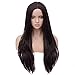 Tsnomore 24 Inches Loose Curly Wavy Dark Brown Yaki Middle Part Women Wig