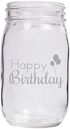 Happy Birthday-Balloons Engraved Half Pint Mason Jar (set of 60)