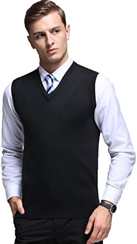 Kinlonsair Mens Casual Slim Fit Solid Lightweight V-Neck Sweater Vest