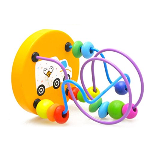 Morecome Baby Kids Educational Wooden Around Beads building blocks toys Infant Intelligence Toys (B)