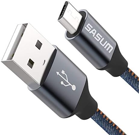 SASUM 43181-124487 3 Pk Micro USB High Speed Sync and Charge Cable Cord Premium Jean Covered