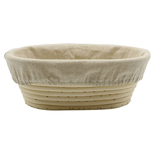 Stormshopping 8 inch Oval Long Banneton Brotform Bread Dough Proofing Rising Rattan Basket & Liner 1 Stormshopping 8 inch Oval Long Banneton Brotform Bread Dough Proofing Rising Rattan Basket & Liner