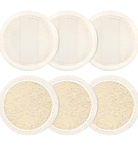6Pcs Face Loofah Scrub Pad, 2.55-Inch Loofah for Face, Natural Exfoliating Scrubber for Face for Men Women Bath Shower