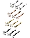 FUNRUN 12PCS 22G Stainless Steel Nose Rings Studs Body Jewelry Piercing Helix Lip Rings 1.5mm 2mm 3mm