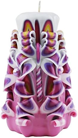 Carved Magic Candles Scented Yellow, Pink, Purple and White Wedding Romantic Decorative Centerpiece Home Holiday Decoration, Birthday Valentines Mother's Day Gifts