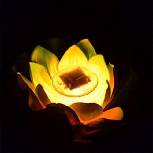 JIANGfu Solar Outdoor Floating Lotus Light Pool Pond Garden Water Flower LED Lamp (A, Yellow)