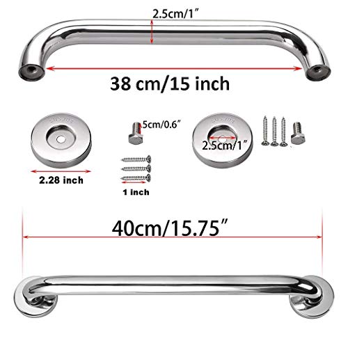 2 Pack 16 Inch Shower Grab Bar, ZUEXT Chrome Stainless Steel Bathroom