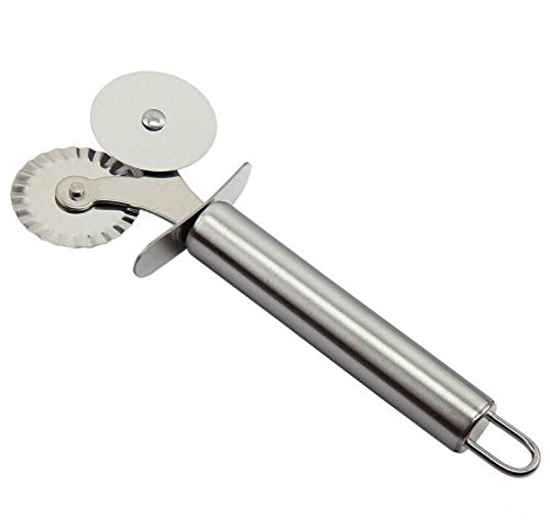 SUKRAGRAHA Stainless Steel Double Roller Pizza wheel cutter cookie Pastry Pasta Dough Crimper bakeware tools