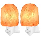 Syntus Himalayan Salt Lamp, 2 Pack Natural Pink Salt Rock Lamps Crystal Lamp Small Hand Carved Night Lights Wall Light with Grounding Plug for Lighting, Air Purifying and Electromagnetic Radiation