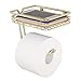 mDesign Bathroom Wall Mount Toilet Tissue Holder with Shelf - Wall Mount, Soft Brass