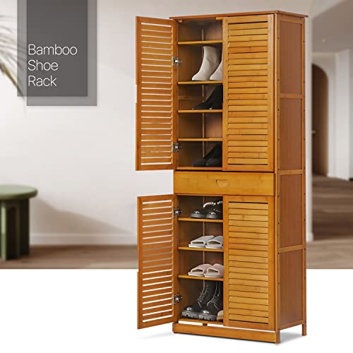 MoNiBloom Tall Shoe Storage with 2 Double Shutter Doors & 1