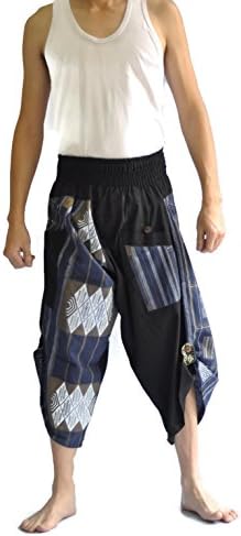 Siam Trendy Men's Japanese Style Pants One Size Blue Tatami