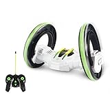 SainSmart Jr. Stunt Car Tumbling Car Two Wheels RC Jump Car, 2.4Ghz Remote Control Vehicles with LED Headlights, Double Sided Tumbling and Extreme High Speed Rotating (Green)