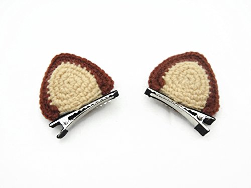 Hair Clip Costume Accessories Girl Crochet Animal Ears Cat Fox Light Brown