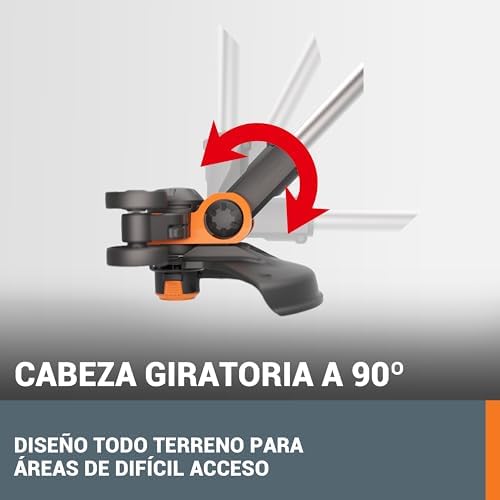 WG163E 2 em 1 Cortador de Escova e Aparador 2 em 1 Bateria 20V 2Ah, sistema automático de alimentação por comando, cabeça rotativa a 90°, para jardins médios
