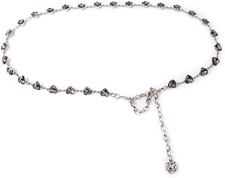Diamond metal waist chain Ladies hook belt Rhinestone skirt-A 98cm(39inch)