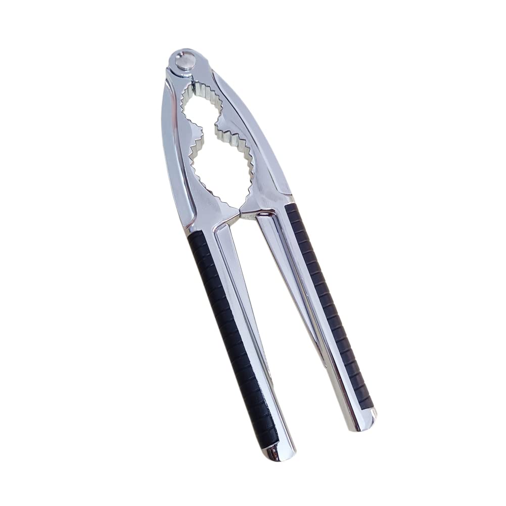 Mebamce Nutcracker, Walnut Cracker with Non-Slip Handle Nut Cracker Tool for Pecans, Macadamias Nuts, Hazelnuts, Almonds, Crabs, Lobsters (Silver)