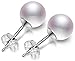 HXZZ Fine Jewelry Gifts for Women Akoya Round White Seawater Cultured Pearl Sterling Silver Stud Earrings 7-7.5mm