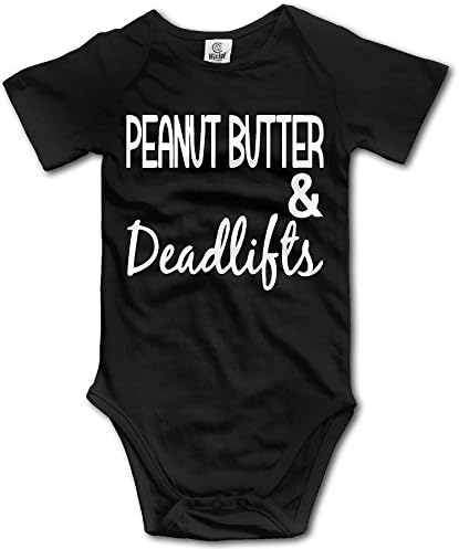 Frouren Peanut Butter and Deadlifts Unisex Short Sleeve Bodysuit Romper Jumpsuit Outfits Black 18 Months