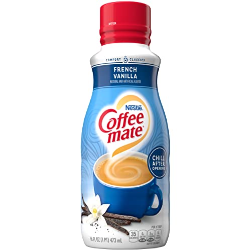 NESTLE COFFEE MATE FRENCH VANILLA COFFEE CREAMER LIQUID FOR WARM RICH FLAVORED COFFEE LACTOSE FREE GLUTEN FREE NON DAIRY CREAMER FOR UP TO 32 CUPS (16 OZ)