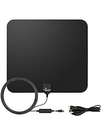 E-More Indoor HDTV Antenna Amplified HDTV Antenna 50Miles Long Range VHF UHF Amplifier Signal Booster with USB PowerSupply and 16.4ft High Performance Coax Cable